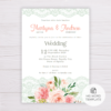 Blush Floral with Lace Wedding Invitation Template