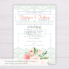 Blush Floral with Lace Wedding Invitation Template