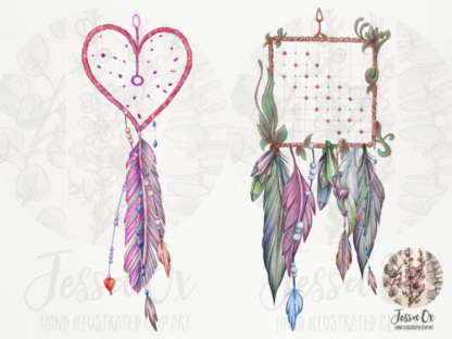 Watercolor Dreamcatcher Clipart Set