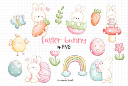 Watercolor Easter Bunny Clipart