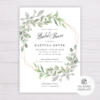 Watercolor Green Leaves Bridal Shower Invitation Template