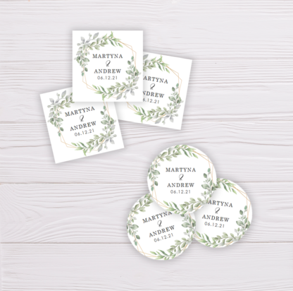 Watercolor Green Leaves Wedding Favor Tag