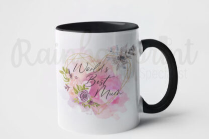 World's Best Mum with Heart & Watercolor Flowers