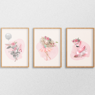 Ballerina Graphic Art Room Wall Decor Printable Set of 3