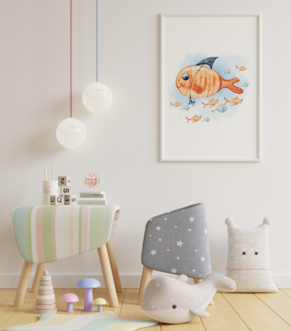 Watercolor Sea Animals Graphic Wall Art Room Decor Printable Set of 4