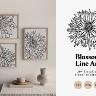Blossom Line Art Graphics Clipart