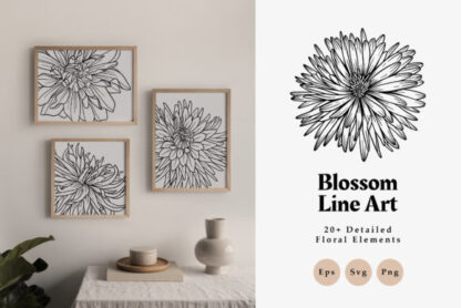 Blossom Line Art Graphics Clipart