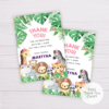 Safari Animals Thank You Card Template for Girls - Pink