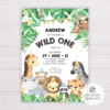 Safari Animals Wild One Invitation Template