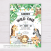 Safari Animals Wild One Invitation Template