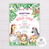 Safari Animals Wild One Invitation Template for Girls - Pink