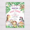 Safari Animals Wild Three Invitation Template for Girls - Pink