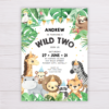 Safari Animals Wild Two Invitation Template