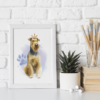 Airedale Terrier Dog with Crown Watercolor Graphic Wall Art Room Deco Printable