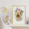 Airedale Terrier Dog with Flowers Watercolor Graphic Wall Art Room Deco Printable