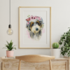 Australian Doodle Dog with Flowers Watercolor Graphic Wall Art Room Deco Printable