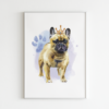 Bulldog with Crown Watercolor Graphic Wall Art Room Deco Printable