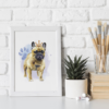 Bulldog with Crown Watercolor Graphic Wall Art Room Deco Printable