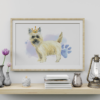 Cairn Terrier Dog with Crown Watercolor Graphic Wall Art Room Deco Printable
