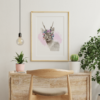 Doe Deer with Flowers Watercolor Hand Drawn Wall Art Room Decor Graphic