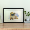 Pug Dog with Crown Watercolor Graphic Wall Art Room Deco Printable