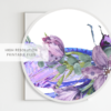 Dragonfly with Flowers Watercolor Graphic Wall Art Room Deco (Purple/Violet)