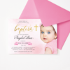 Gold & Pink Watercolor Baptism Invitation with Picture