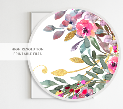 Bird Flowers with Gold Ornaments Wall Art/Room Decor