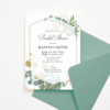 Bridal Shower Invitation Template with Gold & Green Watercolor Eucalyptus Leaves