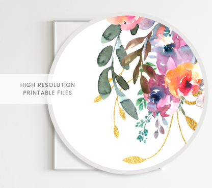 Butterfly Flowers with Gold Ornaments Wall Art/Room Decor