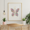 Butterfly Flowers with Gold Ornaments Wall Art/Room Decor