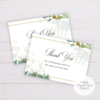 Thank You Card Template with Gold & Green Watercolor Eucalyptus Leaves