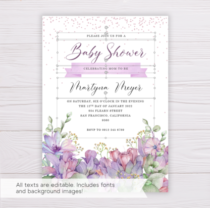 Baby Shower Invitation Template - Honeywort Flowers