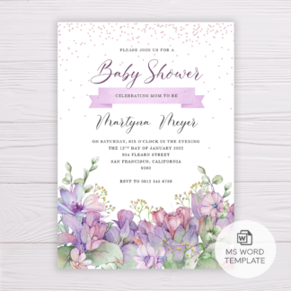 Baby Shower Invitation Template - Honeywort Flowers