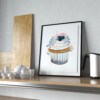Blueberry Cupcake with Flowers Wall Art