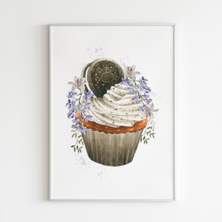 Cookies and Cream Cupcake with Flowers