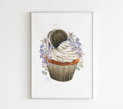 Cookies and Cream Cupcake with Flowers