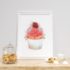 Strawberry Cupcake with Flowers Wall Art