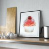 Strawberry Cupcake with Flowers Wall Art
