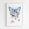 Blue Butterfly with Flowers Graphic