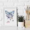 Blue Butterfly with Flowers Graphic
