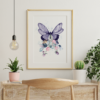 Purple Butterfly with Flowers Graphic