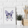 Purple Butterfly with Flowers Graphic