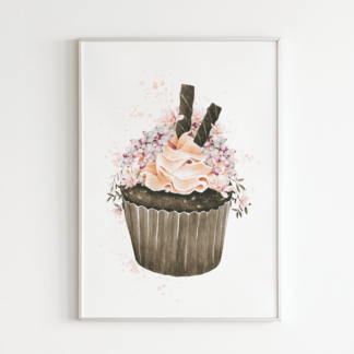 Chocolate Cupcake with Flowers