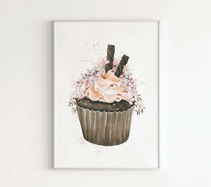 Chocolate Cupcake with Flowers