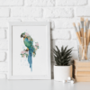 Blue Macaw with Flowers