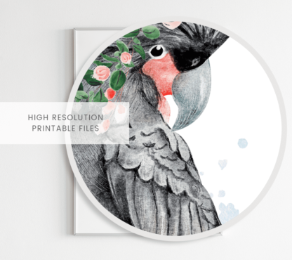 Palm Parrot with Flowers