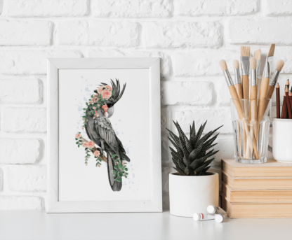 Palm Parrot with Flowers