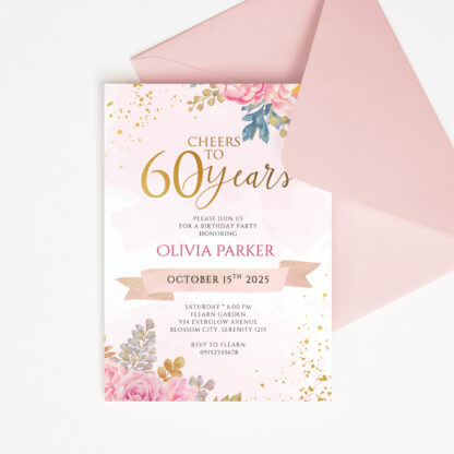 60th Birthday Invitation Template editable in Canva