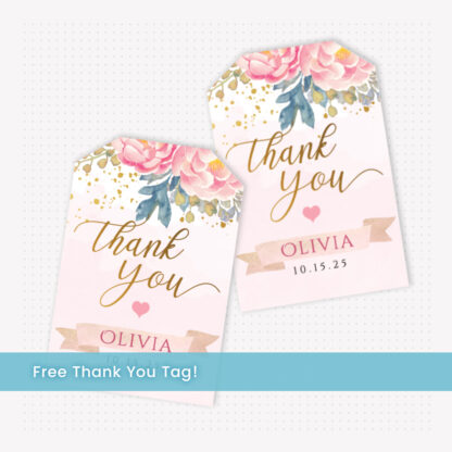 60th Birthday Invitation Template Thank You Tag editable in Canva